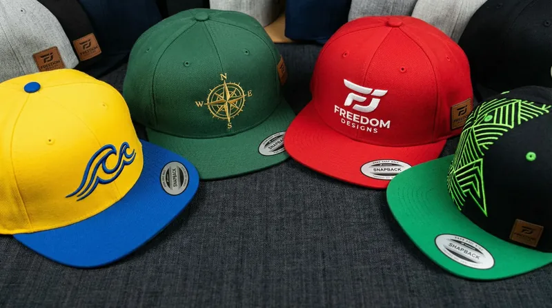 Verschiedene individuell gestaltete Snapback Caps