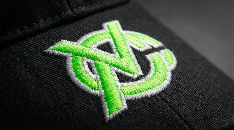 Nahaufnahme Premium-Stickerei auf Cap